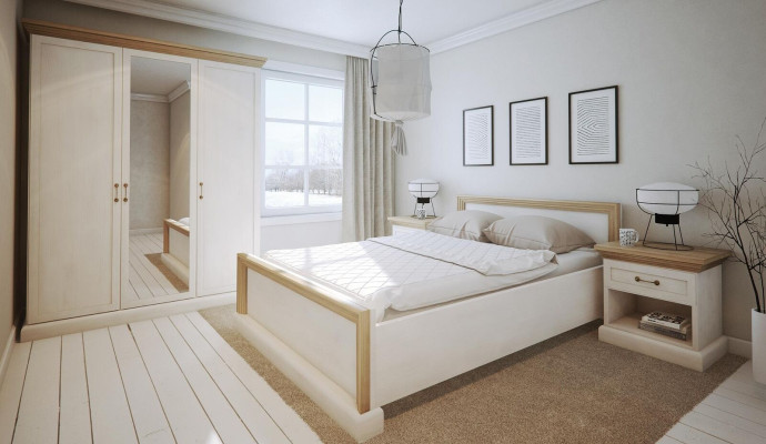Struttura letto beige in legno 160x200, letto imbottito in tessuto, letto matrimoniale, mobili.