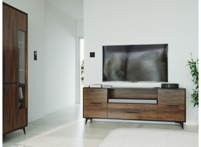 Mobile basso a lato, scaffale, design di una lavagna di lusso per il soggiorno, arredamento per tv, credenza, comò.