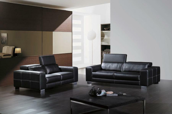 Divano in pelle angolare 3 posti + 2 posti Set di arredi da salotto Decorazione Design Moderno Sofa