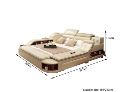 Letto in pelle con testate imbottite matrimoniale multifunzione 180x200 struttura letto in pelle