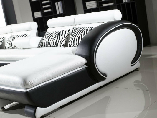 Divano ad angolo in pelle + 2 pouf set imbottito a U design divano