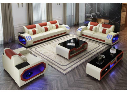 Soggiorno a forma di L Divano ad angolo + Tavolino + Madia Design