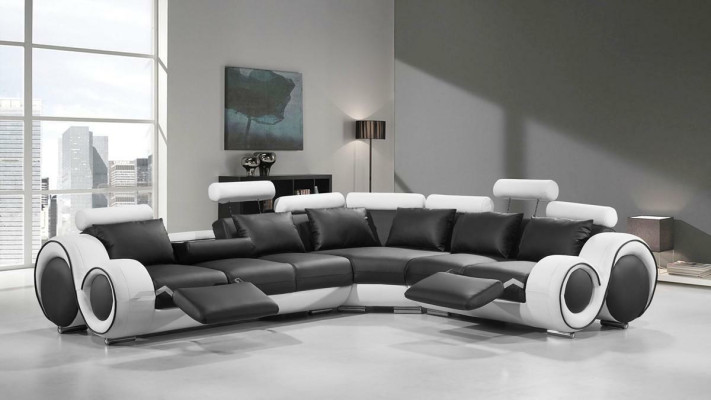 Divano di design Set di divani Paesaggio abitativo Divano Divano angolare in pelle Tessuto Imbottito