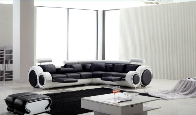 Divano di design Set di divani Paesaggio abitativo Divano Divano angolare in pelle Tessuto Imbottito