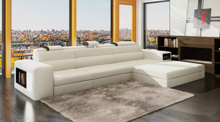 Divano ad angolo in pelle, divano a L, sofà, decorazioni, divano imbottito, seduta, angolo.