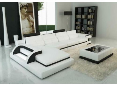 Divano ad angolo a forma di L design divano grigio in pelle imbottita moderna illuminata