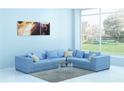 Divano moderno imbottito in tessuto design divano angolare in tessame.