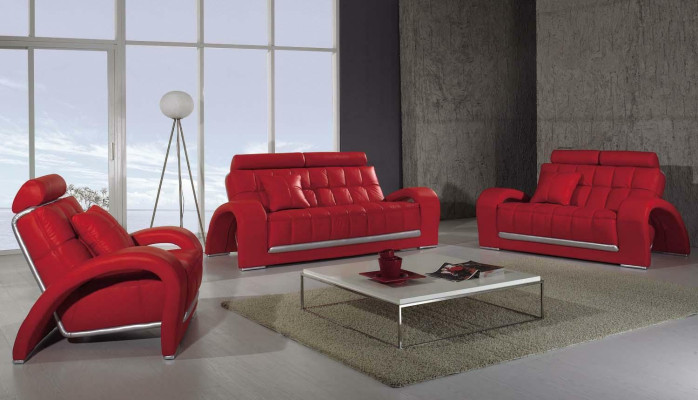 Divano in pelle, divano a 3 + 2 posti, design di insediamento abitativo moderno, divano in pelle.