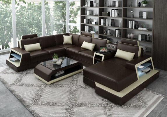 Divano ad angolo a forma di U Poltrona Poltrona Set Divano angolare in pelle Design.