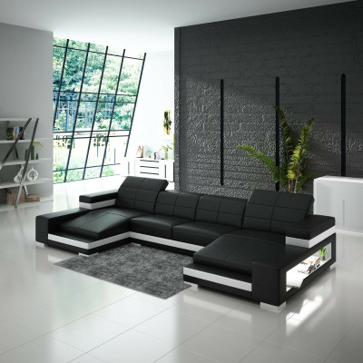 Divano ad angolo divano paesaggio abitativo a forma di U Divano imbottito Divano in pelle Arancione