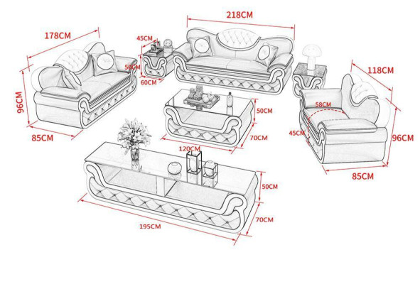 Moderni divani in tessuto, set divano 3+2+1 posti, divani imbottiti, nuovo set di divani.