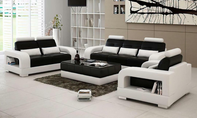 Moderni divani in pelle Divano Divanetto 3+2+1 Set di divani Design Sofa xlmoebel