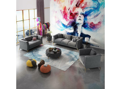 Divano componibile in tessuto 3+2+1 posti designer.