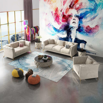 Divano componibile in tessuto 3+2+1 posti designer.