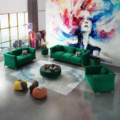 Divano componibile in tessuto 3+2+1 posti designer.