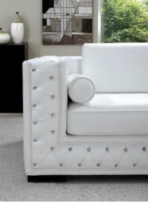 Set di divani 3+1+1 posti in pelle Chesterfield di design.