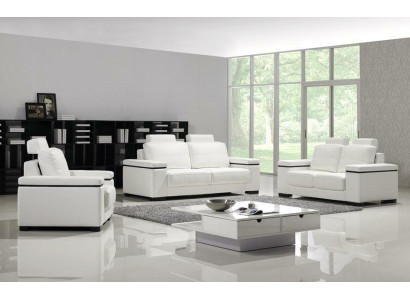 Set di divani 3+2+1 posto in pelle imbottiti design divani relax.