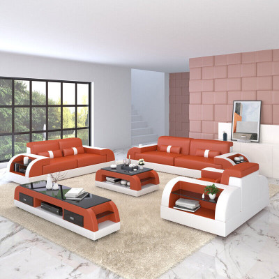 Divano set di sedute imbottite 3-2-1, design divani in pelle moderni.