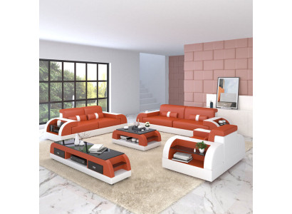 Divano set di sedute imbottite 3-2-1, design divani in pelle moderni.