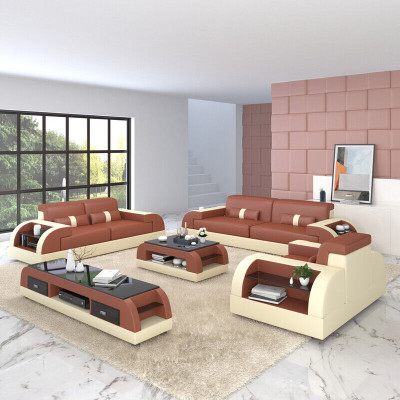 Divano set di sedute imbottite 3-2-1, design divani in pelle moderni.