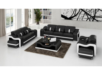 Set di divani 311 posti in pelle, design divani imbottiti per il relax.
