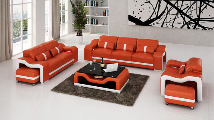 Set di divani 311 posti in pelle, design divani imbottiti per il relax.