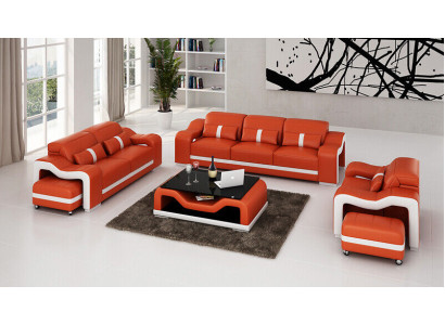 Set di divani 311 posti in pelle, design divani imbottiti per il relax.