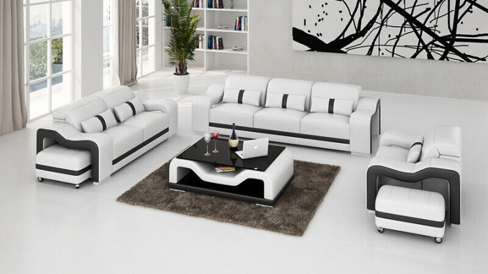 Set di divani 311 posti in pelle, design divani imbottiti per il relax.