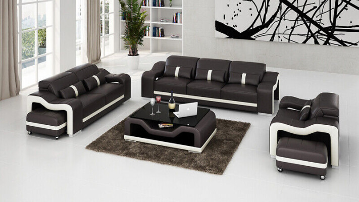 Set di divani 311 posti in pelle, design divani imbottiti per il relax.
