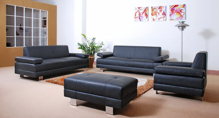 Sofá design divani divani 3 posti set divani in pelle.