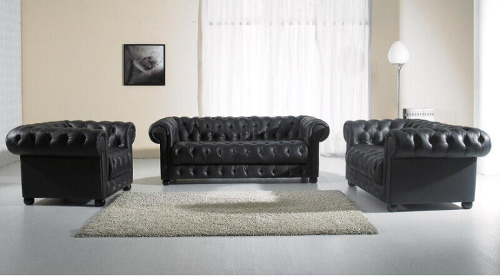Chesterfield set di divani 3 posti design divano imbottito set di divani.