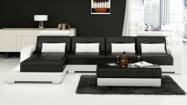 Divano ad angolo Sofa Divano in pelle Sedia d'angolo Set di mobili Imbottiti Salotto