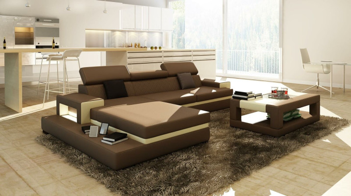 Divani Divano ad angolo Divano in pelle Imbottito Salotto Divano Divano ad angolo