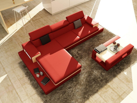 Divani Divano ad angolo Divano in pelle Imbottito Salotto Divano Divano ad angolo