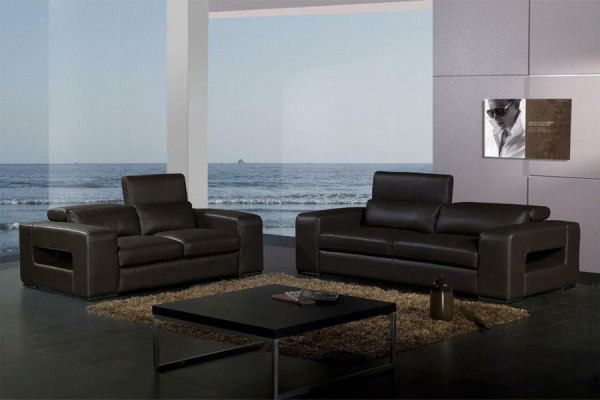 Set di divani in pelle imbottiti di design per divani da salotto 3-2-1
