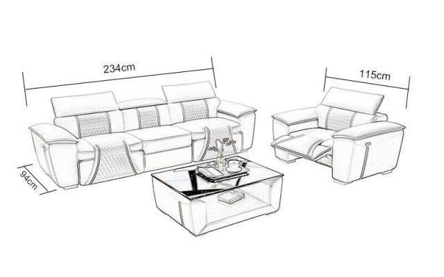Set di divani di lusso 2x 3 posti con divano in pelle in tessuto per mobili.