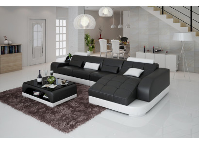Divano ad angolo in tessuto a forma di L, soggiorno, insieme di divani, design moderno.