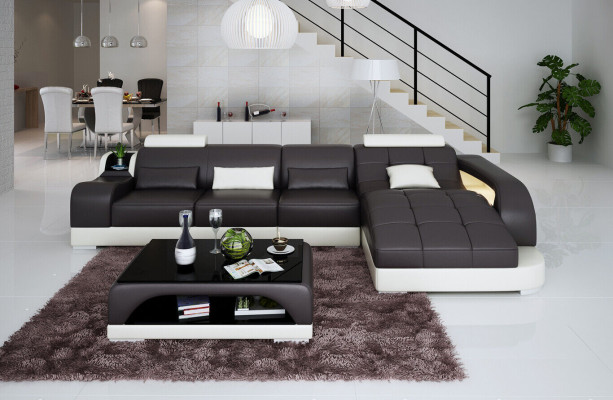 Divano ad angolo in tessuto a forma di L, soggiorno, insieme di divani, design moderno.