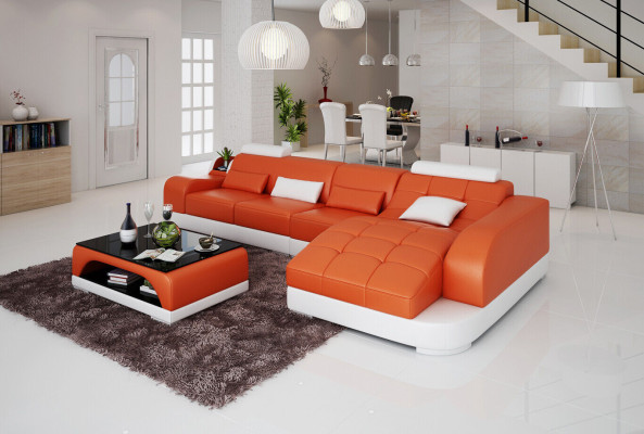 Divano ad angolo in tessuto a forma di L, soggiorno, insieme di divani, design moderno.