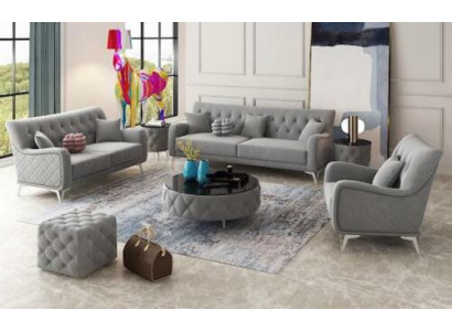Divano Divano Velluto Imbottitura Posto a sedere 321 Posti di Design Divani Divani Tessuto Nuovo