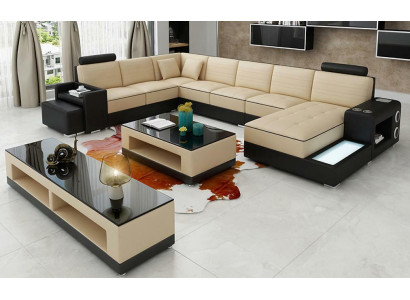 Angolo in pelle angolare Divano a forma di U Design Divano Tessuto Moderno Tessuto Nuovo