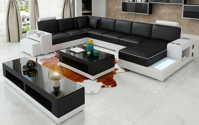 Angolo in pelle angolare Divano a forma di U Design Divano Tessuto Moderno Tessuto Nuovo