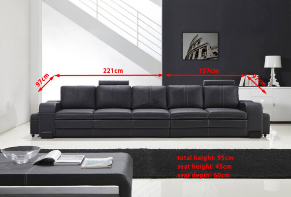 Design Imbottitura Divano di lusso Divano in pelle Tessuto Divano a 5 posti Cinque posti xlmoebel
