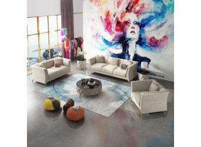Set di divani Chesterfield design divano divano imbottito velluto 3-2-1 posti.