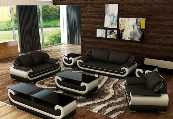Divano in pelle, divano ad angolo 3+2 posti, design moderno, xlmobili.it