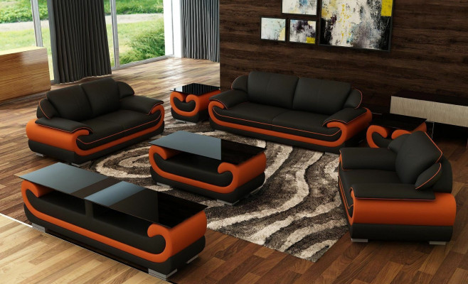 Divano in pelle, divano ad angolo 3+2 posti, design moderno, xlmobili.it