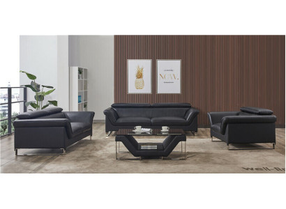 Divani Divani moderni in pelle imbottiti, 3 + 2 posti di divano, set di divani nuovo.