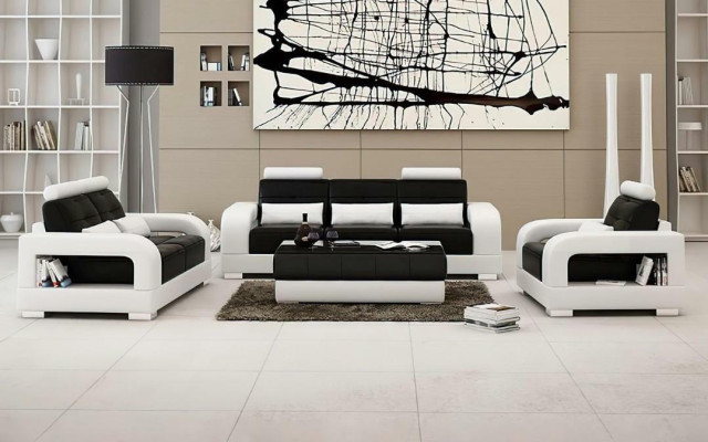 Divano in pelle Divano Divano 3 + 2 Set di divani Design Divano moderno Divani a 5 posti.