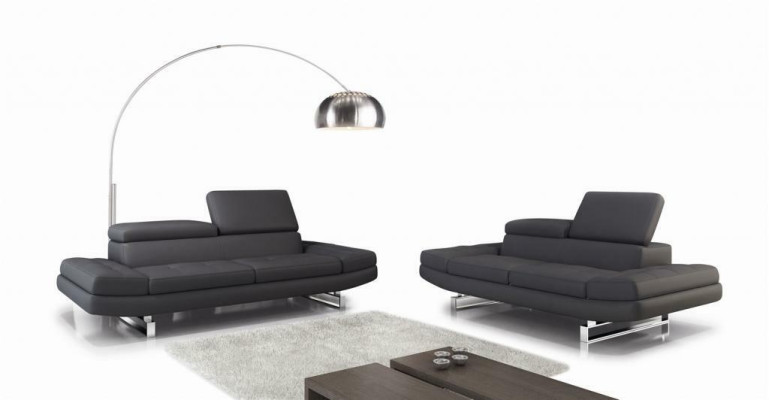 Arredamento divano in pelle divano angolare 3+2 posti design moderno.