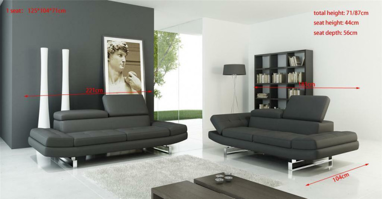 Arredamento divano in pelle divano angolare 3+2 posti design moderno.